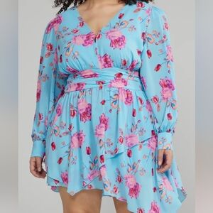 FashionToFigure puff-sleeve floral dress. Size 2